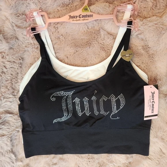 Juicy Couture Intimates Rhinestone Bra, 2 Pack, Black and White, New With Tags - Picture 7 of 9